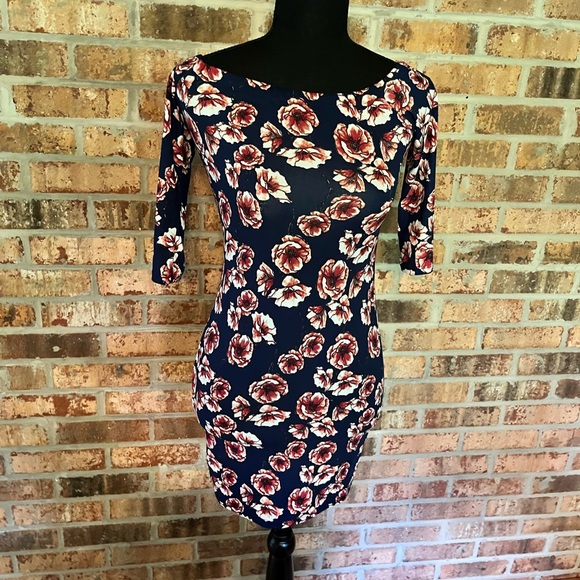 Navy blue off shoulder dress - Picture 2 of 2